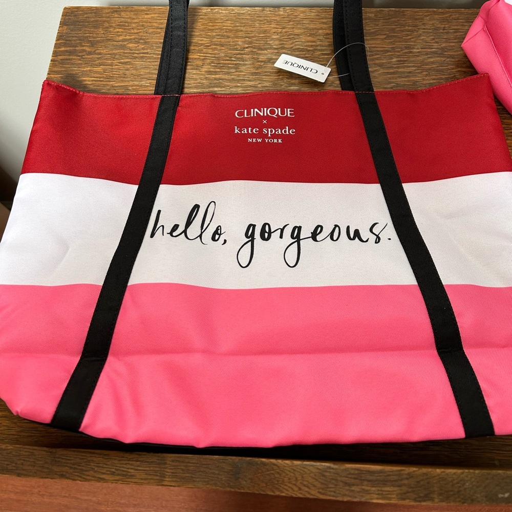 Clinique bag with matching cosmetic bag